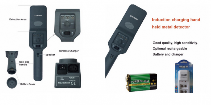 Alarm / Baterai Rendah Hand Wand Metal Detector UV140 Dengan Indikator Daya